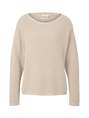 Strickpullover aus Baumwolle - 30438-beige bubble structure - Beige