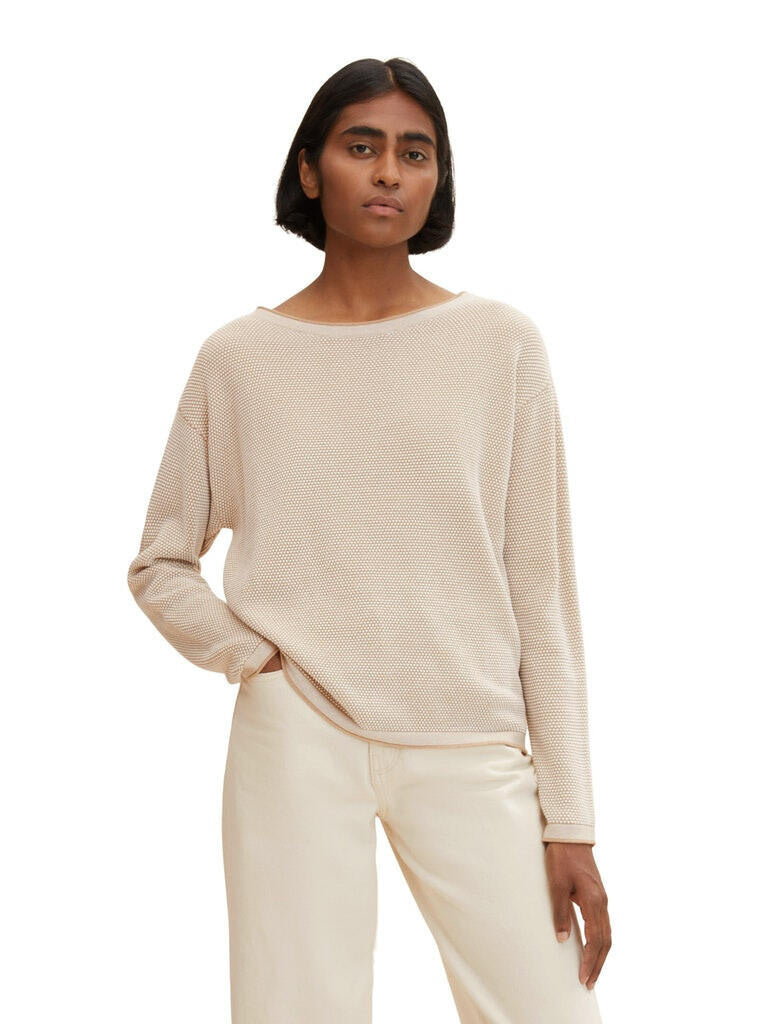 Strickpullover aus Baumwolle - 30438-beige bubble structure - Beige