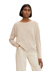Strickpullover aus Baumwolle - 30438-beige bubble structure - Beige