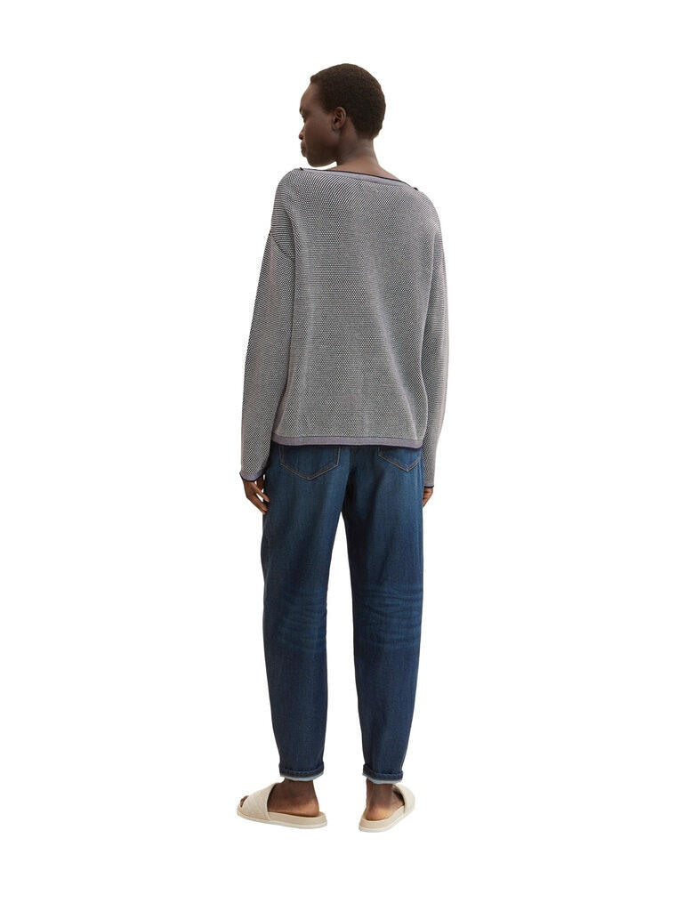 Strickpullover aus Baumwolle - 30582-navy bubble structure - Blau