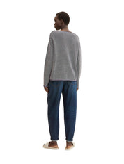 Strickpullover aus Baumwolle - 30582-navy bubble structure - Blau