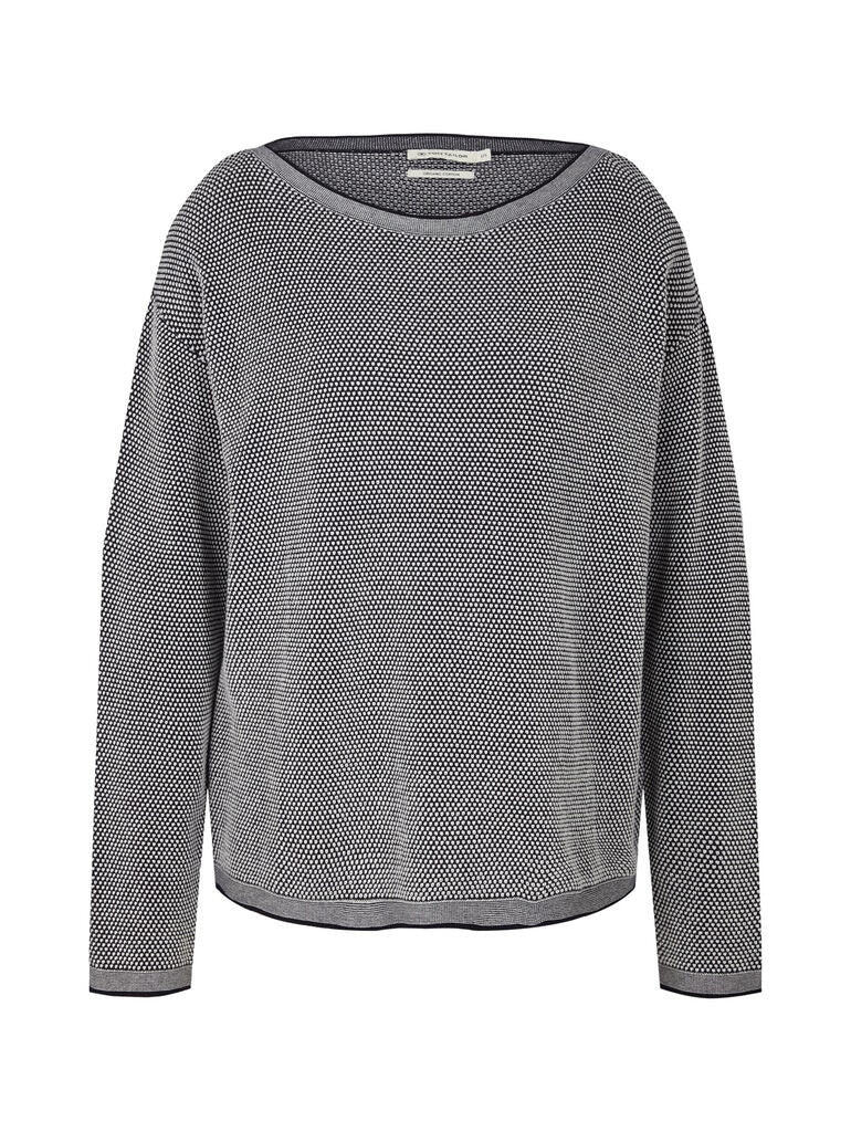 Strickpullover aus Baumwolle - 30582-navy bubble structure - Blau
