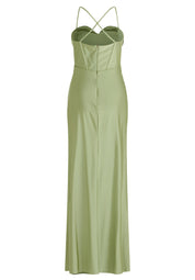 Abendkleid mit Beinschlitz - 5602-Autumn Green - Grün