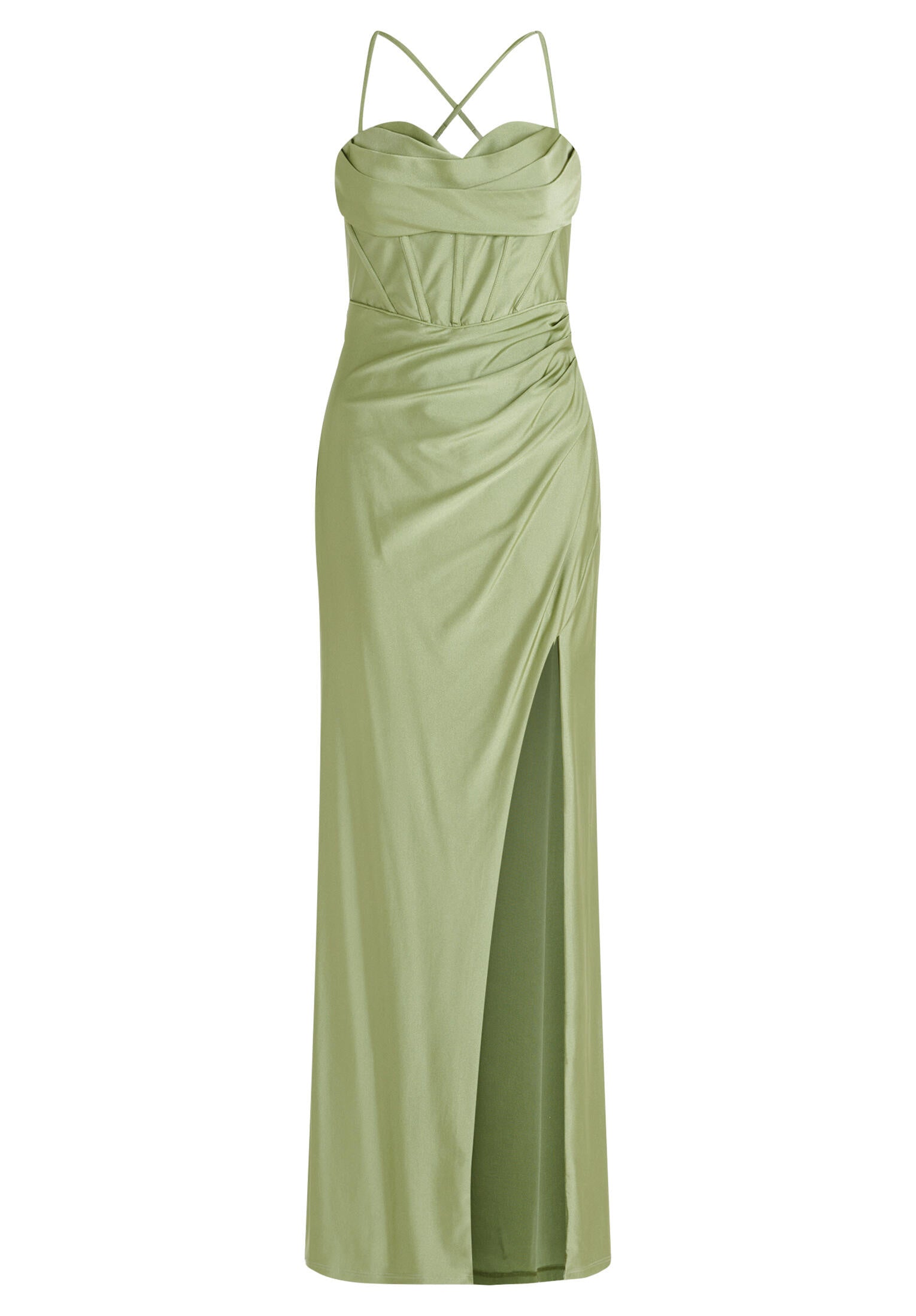 Abendkleid mit Beinschlitz - 5602-Autumn Green - Grün