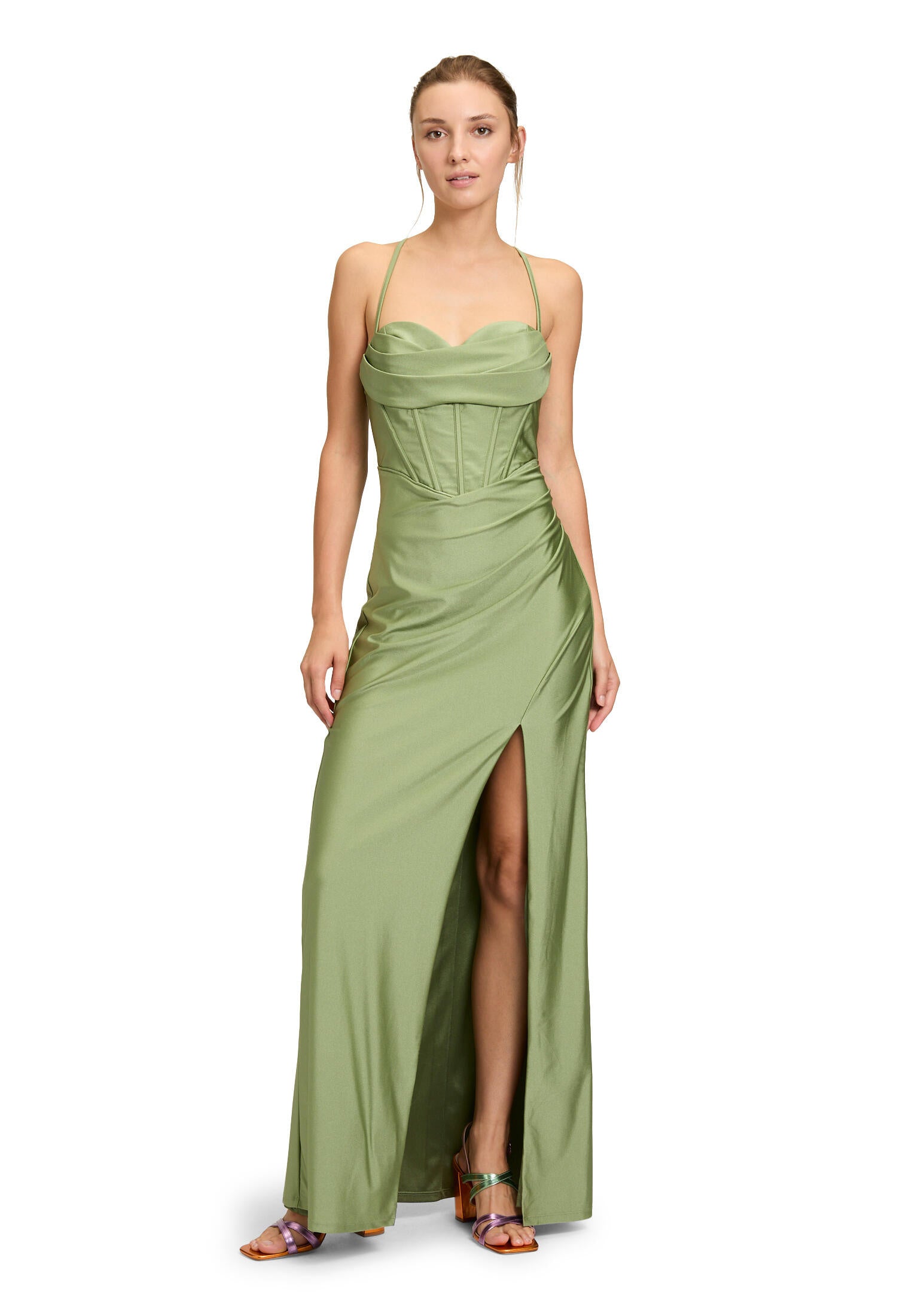 Abendkleid mit Beinschlitz - 5602-Autumn Green - Grün