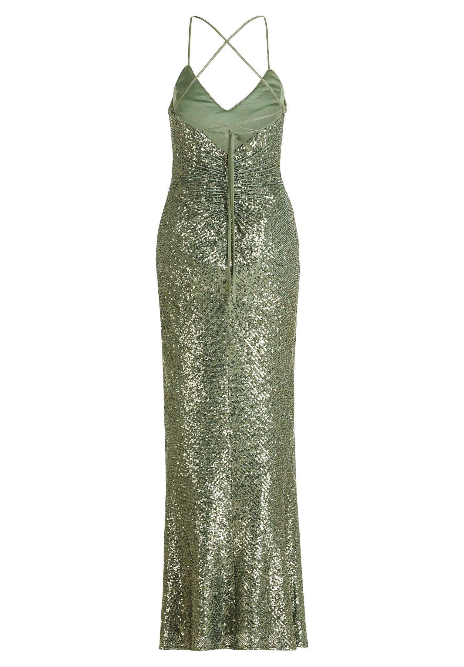 Abendkleid mit Pailletten - 5602-Autumn Green - Grün