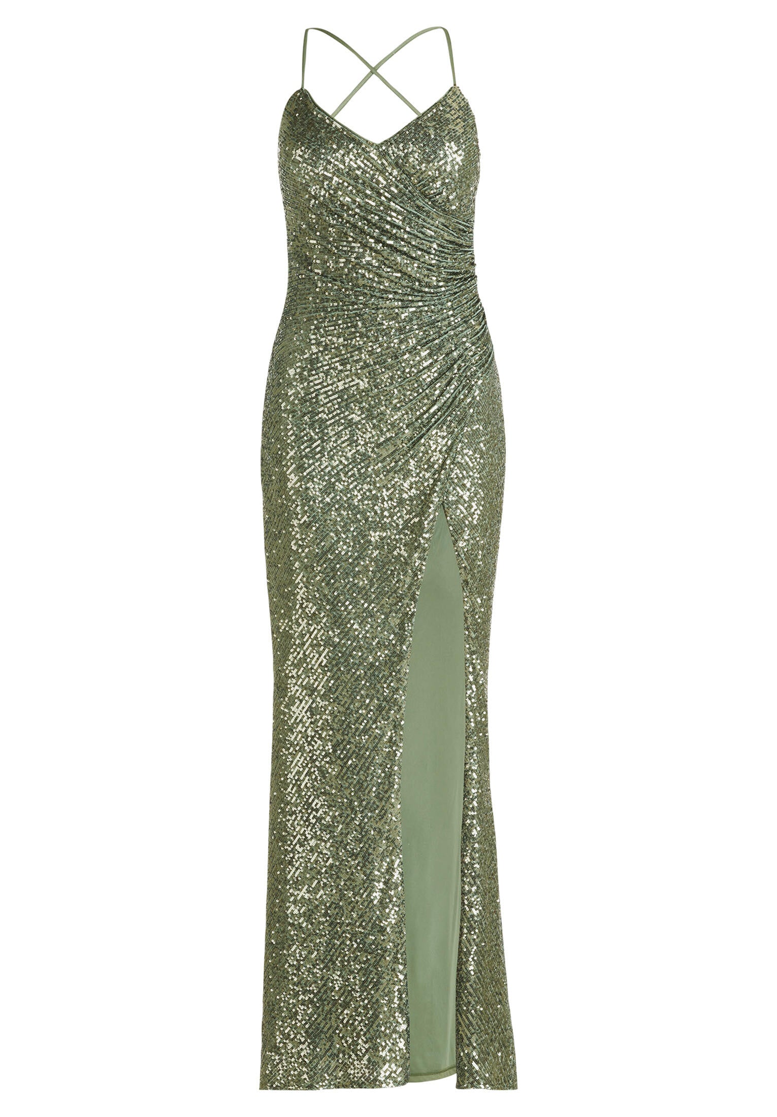 Abendkleid mit Pailletten - 5602-Autumn Green - Grün