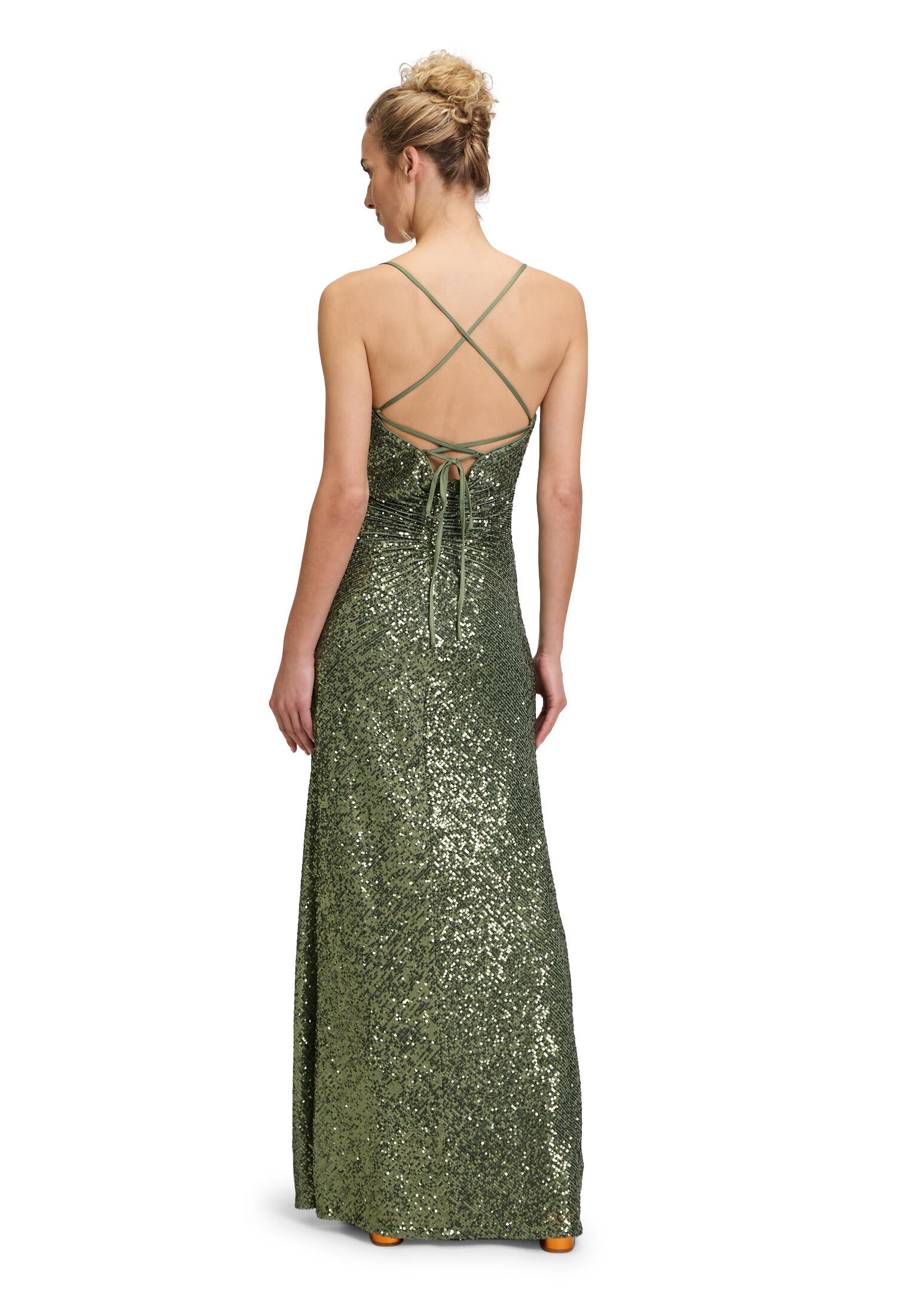 Abendkleid mit Pailletten - 5602-Autumn Green - Grün