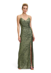 Abendkleid mit Pailletten - 5602-Autumn Green - Grün