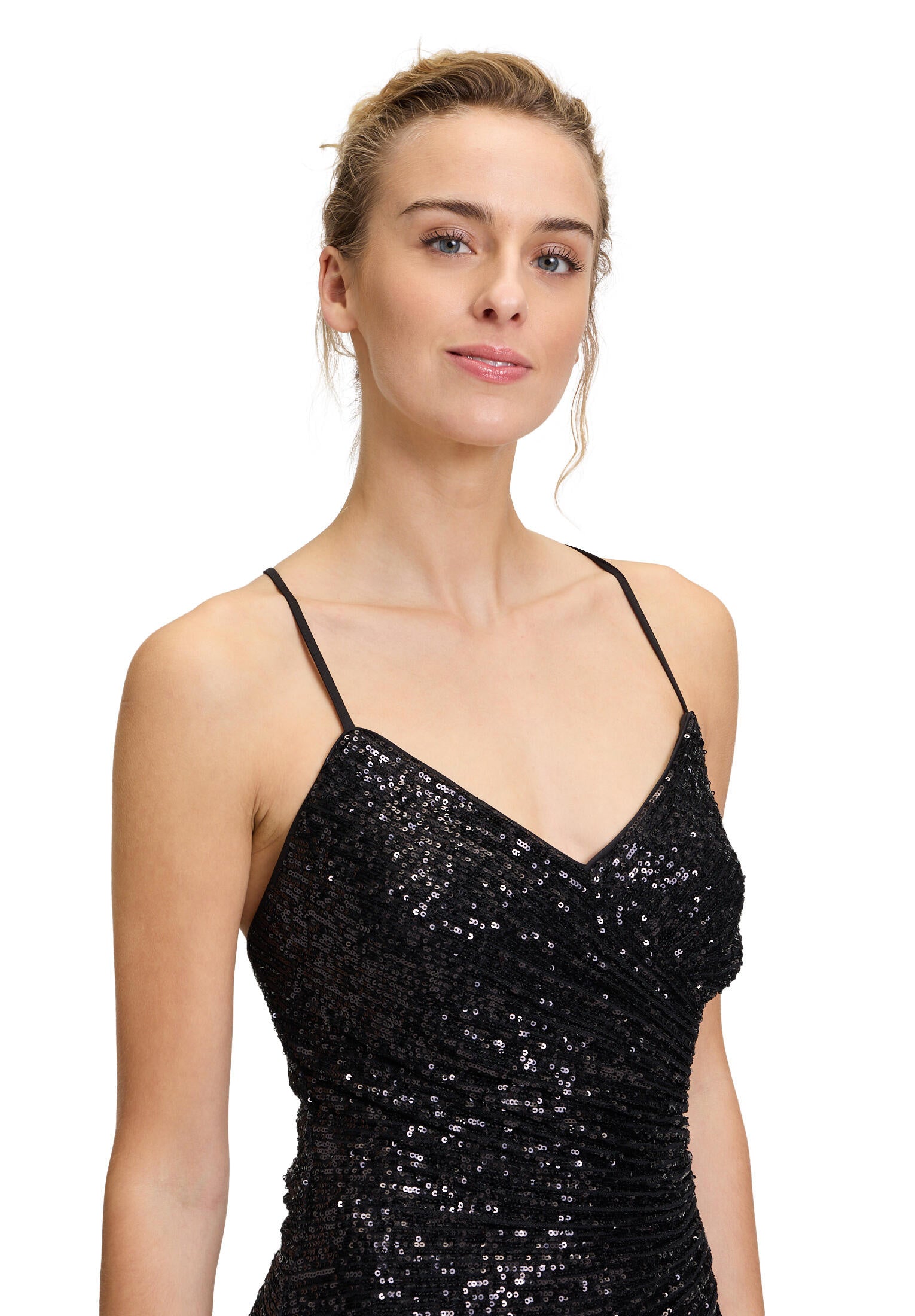 Abendkleid mit Pailletten - 9045-Black - Schwarz