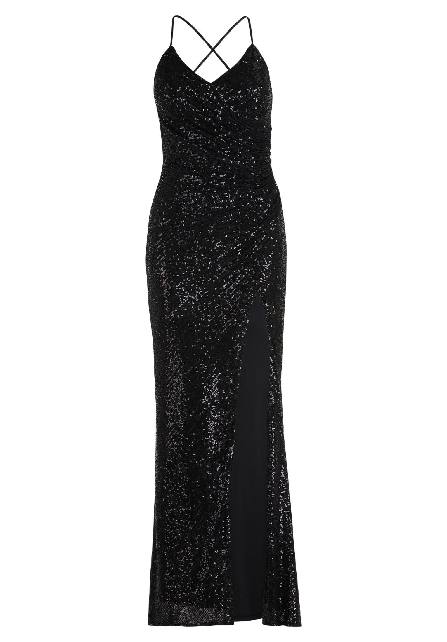 Abendkleid mit Pailletten - 9045-Black - Schwarz