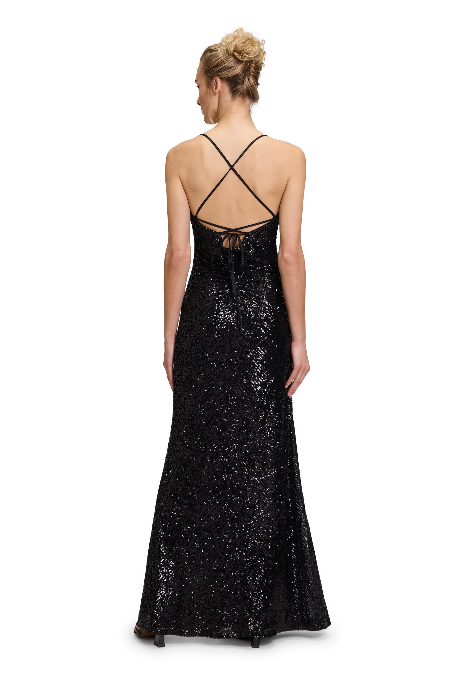 Abendkleid mit Pailletten - 9045-Black - Schwarz