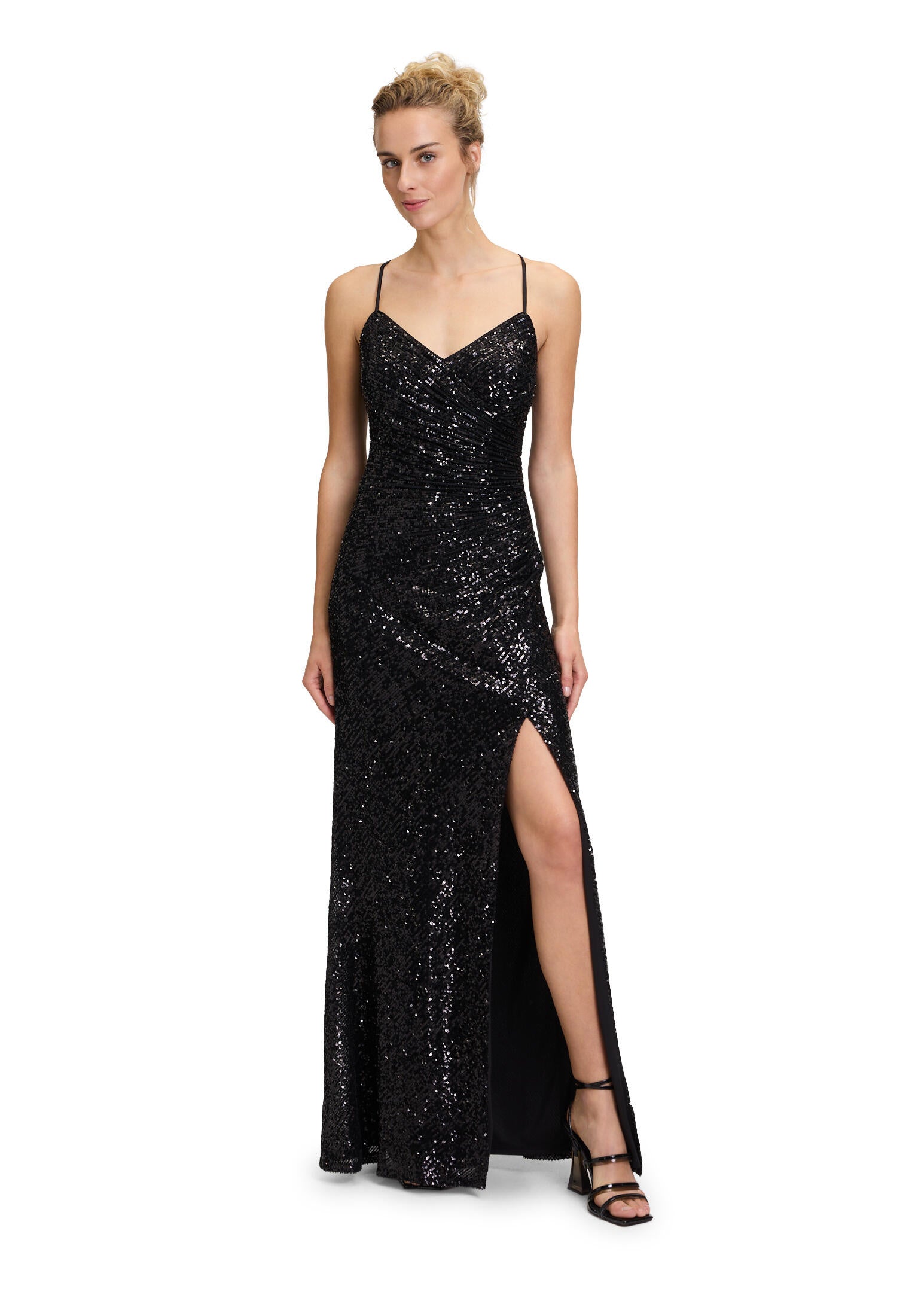 Abendkleid mit Pailletten - 9045-Black - Schwarz