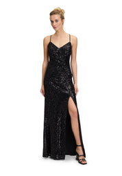 Abendkleid mit Pailletten - 9045-Black - Schwarz