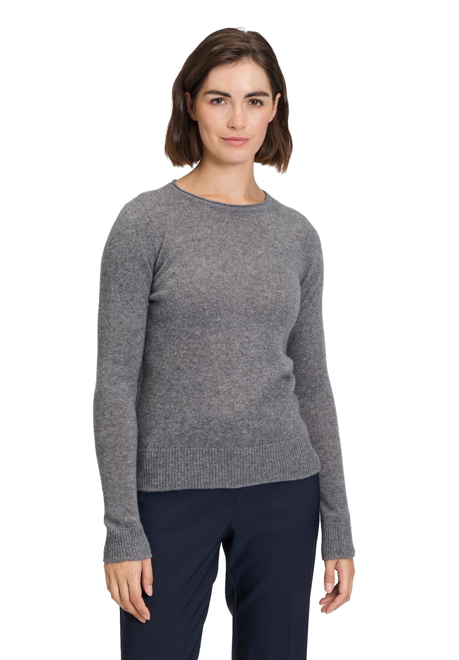 Strickpullover aus Kaschmir - 9707-Grey Melange - Grau