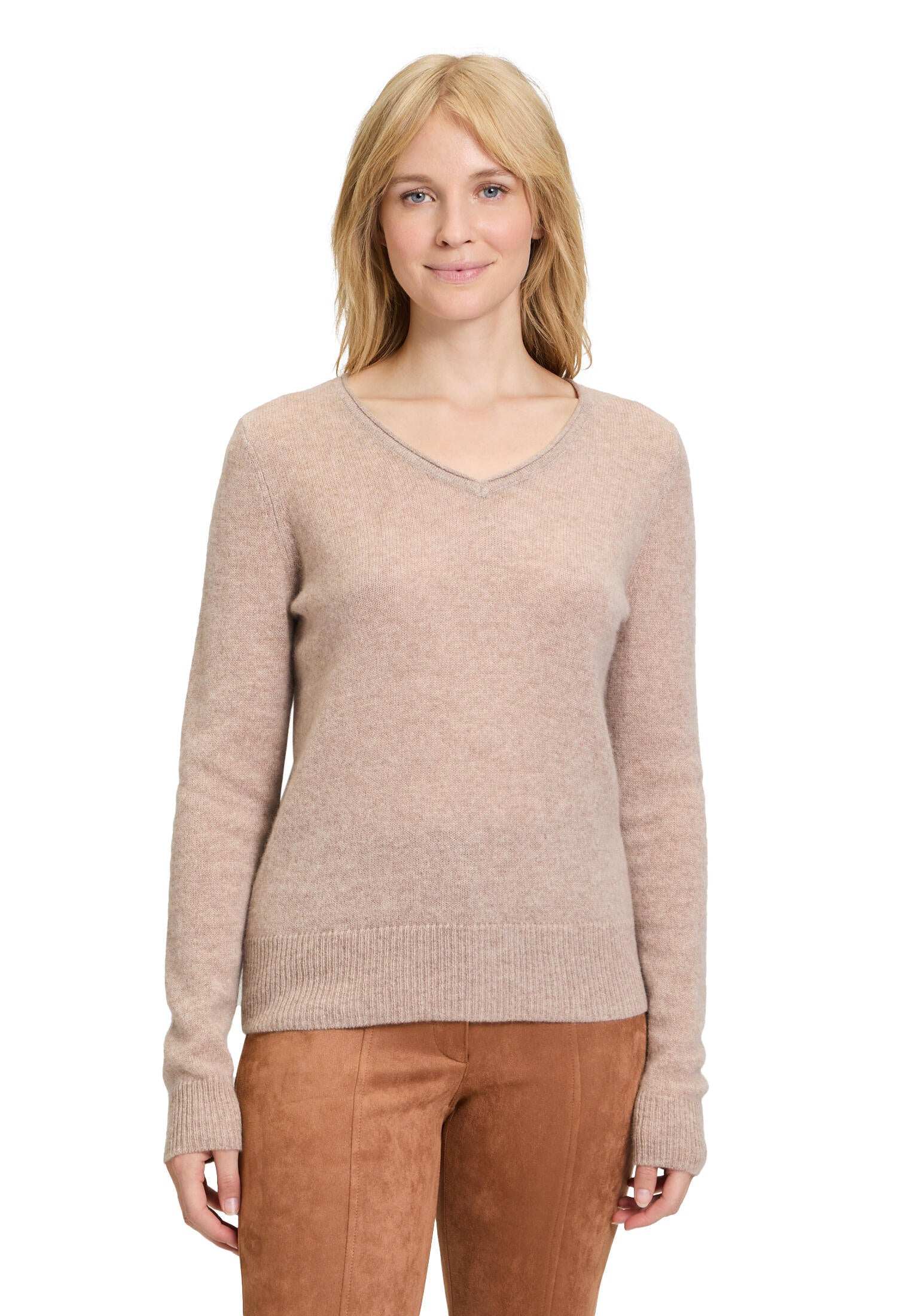 Strickpullover aus Kaschmir - 7718-Funghi Melange - Beige