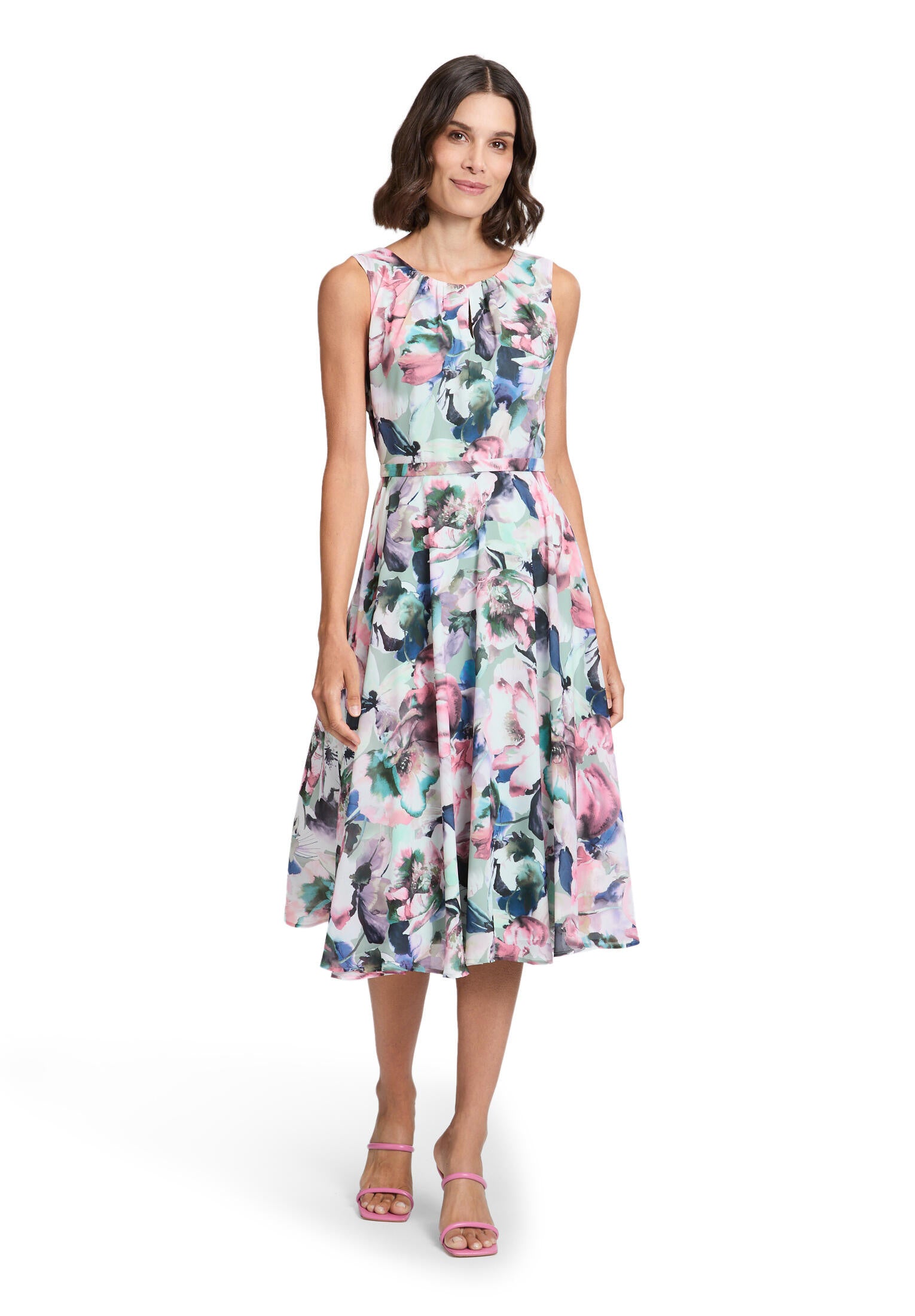 Cocktailkleid Midi - 5839-Green/Rosé - Rosa