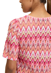 Spitzen-T-Shirt gemustert - 4826-Red/Rosè - Pink