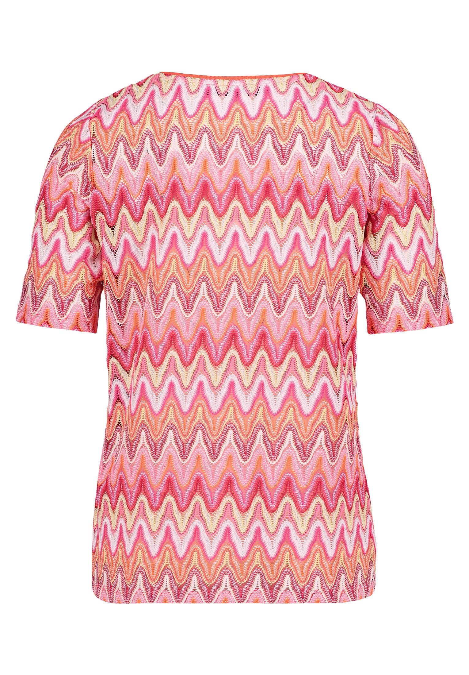 Spitzen-T-Shirt gemustert - 4826-Red/Rosè - Pink