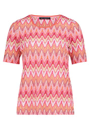 Spitzen-T-Shirt gemustert - 4826-Red/Rosè - Pink