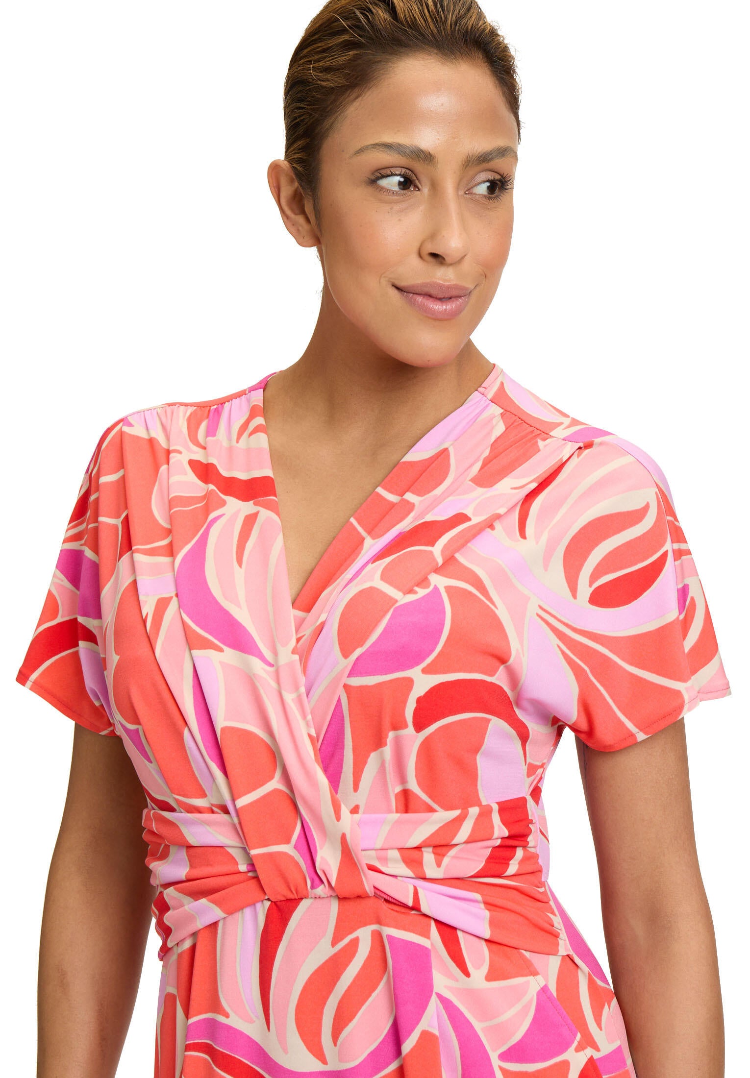 Jerseykleid Midi - 4826-Red/Rosè - Rosa