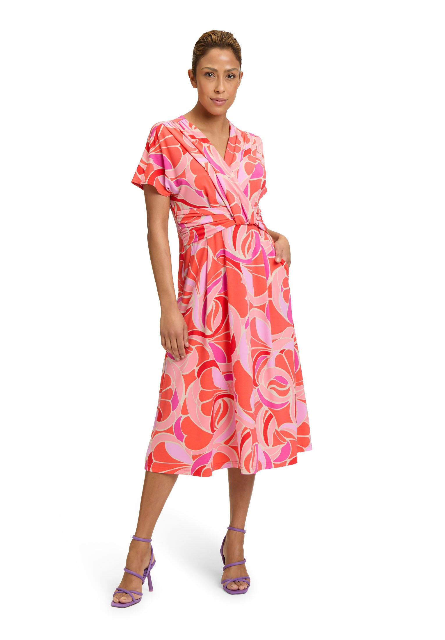 Jerseykleid Midi - 4826-Red/Rosè - Rosa