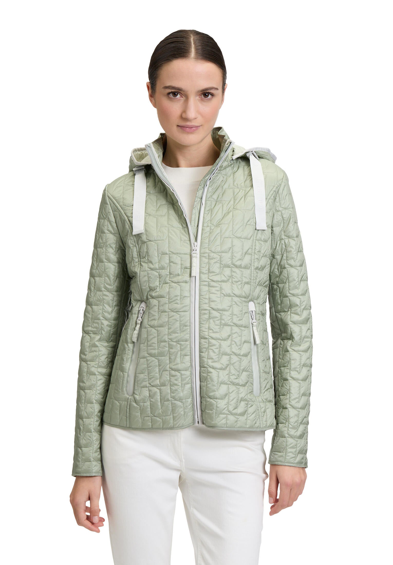 Leichte Steppjacke mit abnehmbarer Kapuze - 5538-Desert Sage - Grün