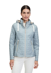 Leichte Steppjacke mit abnehmbarer Kapuze - 8399-Dusty Blue - Blau