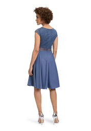 Cocktailkleid aus Spitze - 8454-Blue Stone - Blau