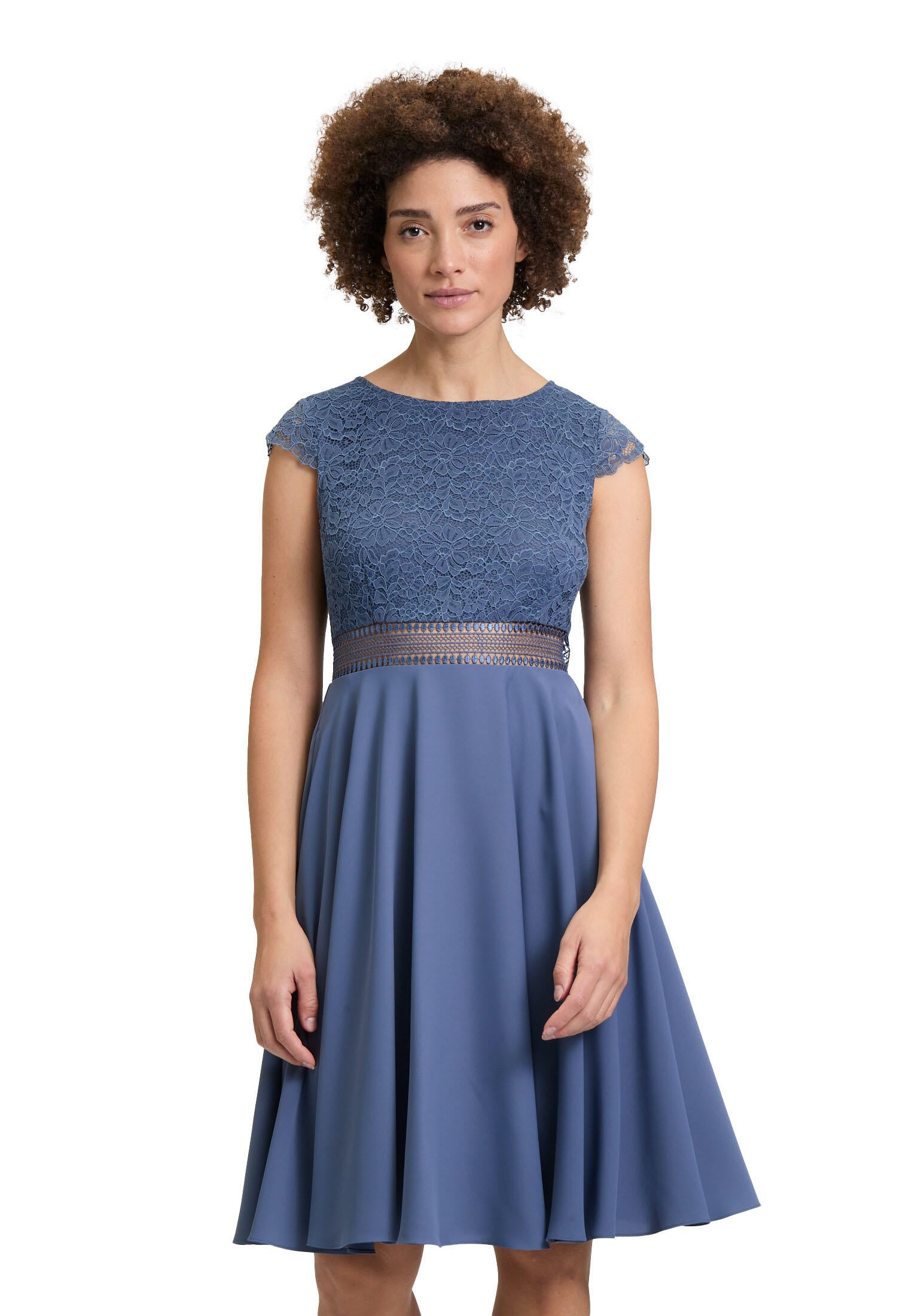 Cocktailkleid aus Spitze - 8454-Blue Stone - Blau