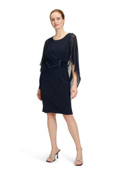 Cocktailkleid Midi mit Volantärmeln - 8541-Night Sky - Blau