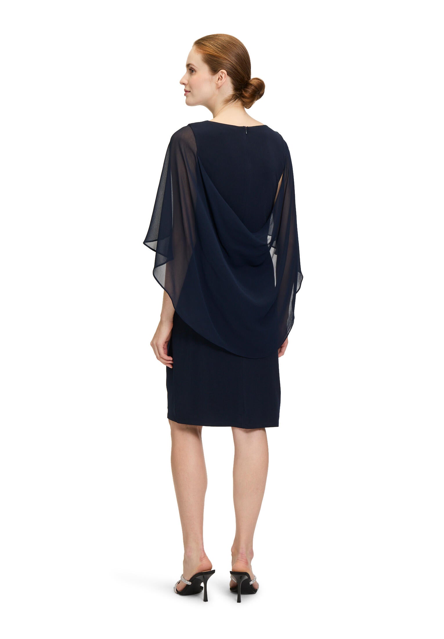 Cocktailkleid Midi mit Volantärmeln - 8541-Night Sky - Blau