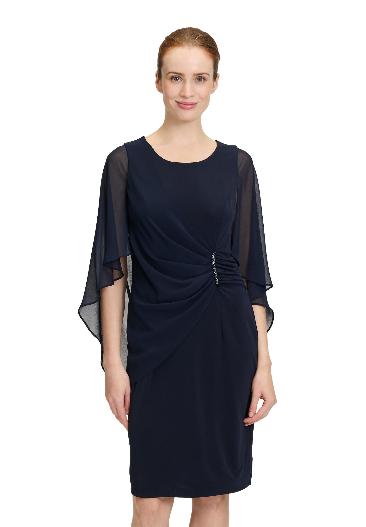 Cocktailkleid Midi mit Volantärmeln - 8541-Night Sky - Blau