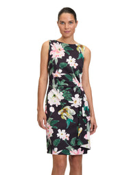 Cocktailkleid floral Midi - 8847-Dark Blue/Rosé - Blau