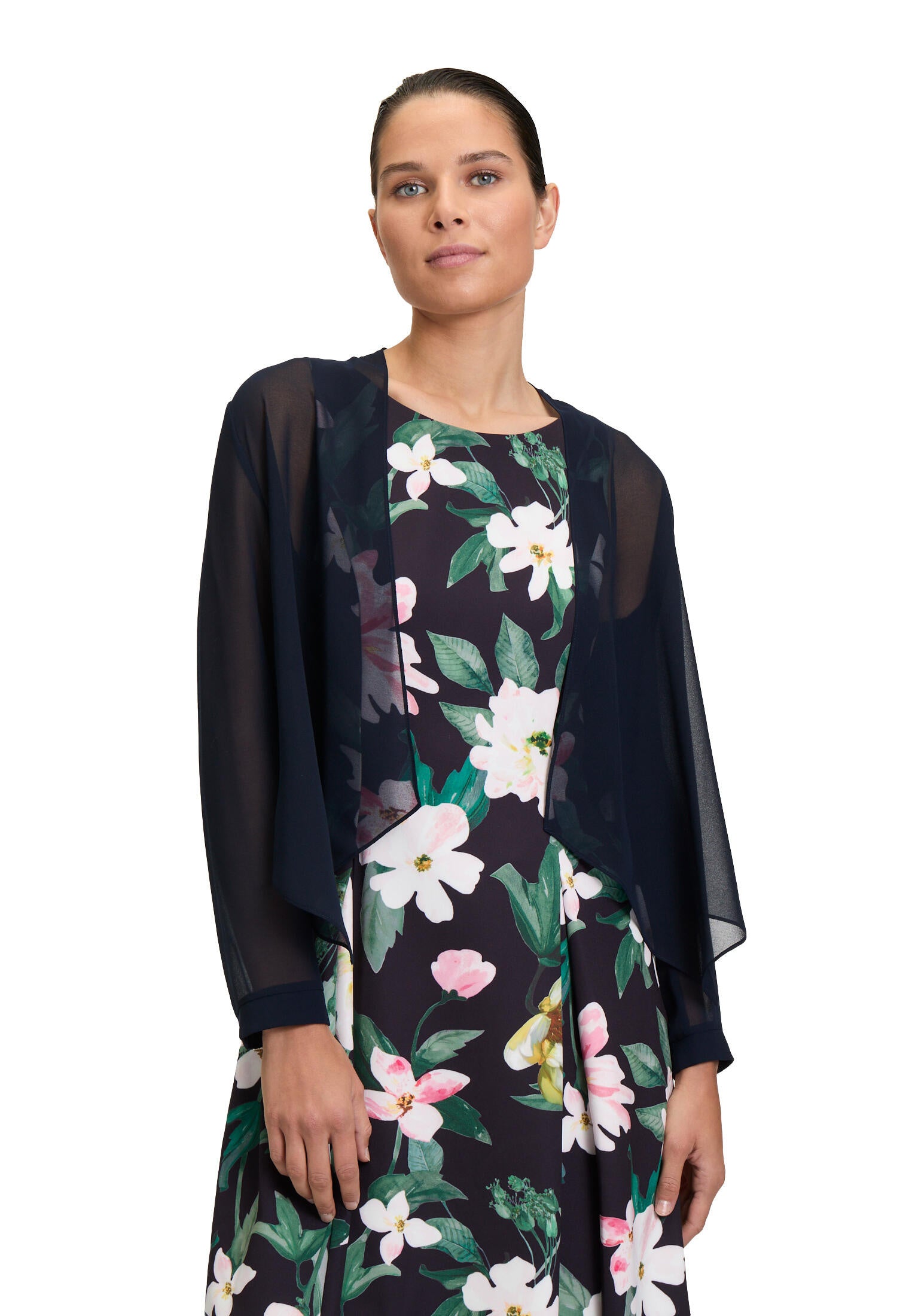 Blusenjacke aus Chiffon - 8541-Night Sky - Blau