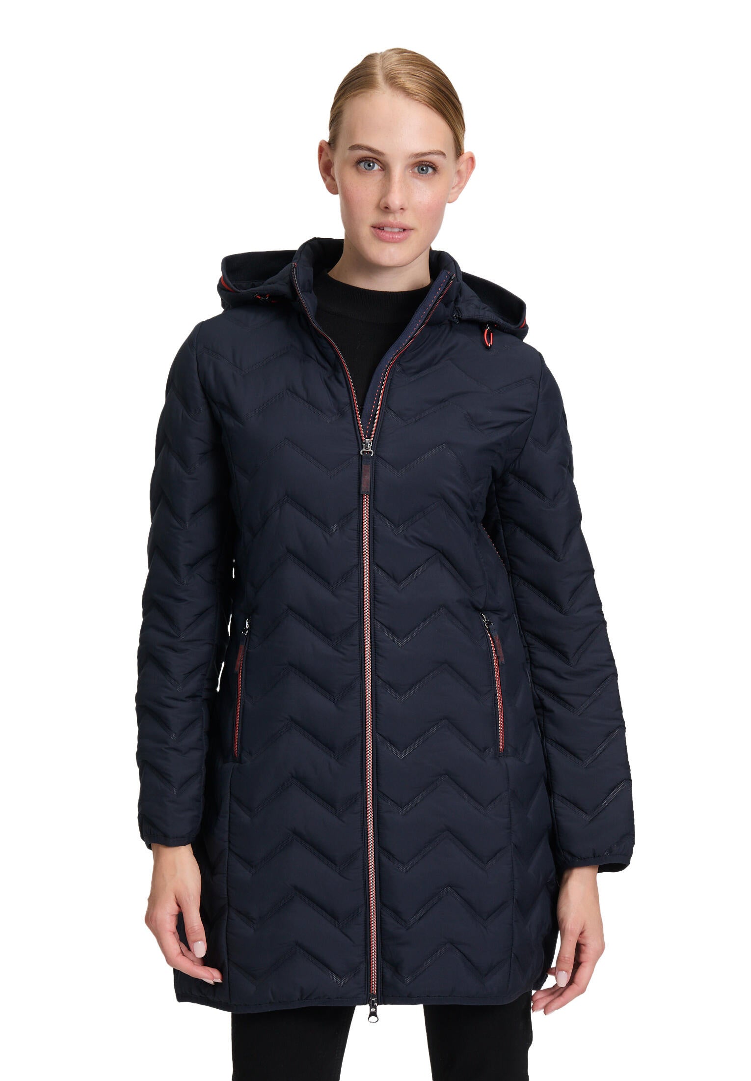 Mantel mit abnehmbarer Kapuze - 8538-Deep Navy - Blau