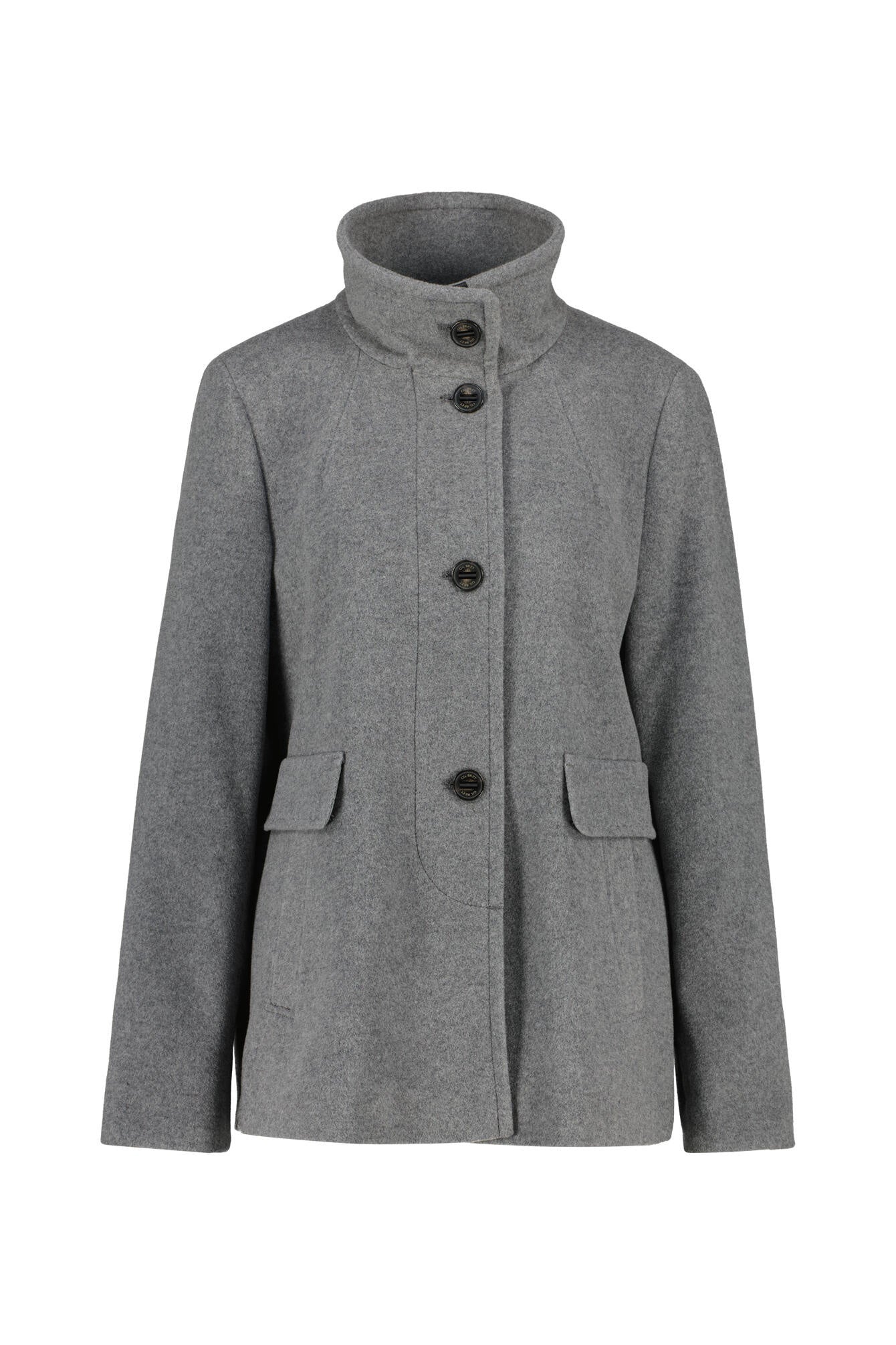 Wolljacke mit Stehkragen - 9709-Light Grey Melange - Grau