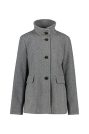 Wolljacke mit Stehkragen - 9709-Light Grey Melange - Grau