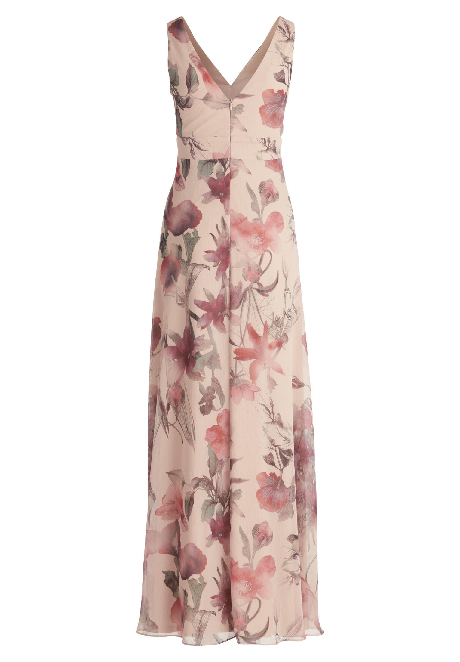 Cocktailkleid Maxi floral - 1847-Cream/Dark Red - Beige