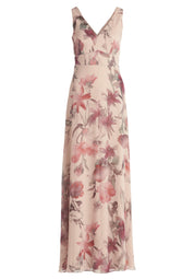 Cocktailkleid Maxi floral - 1847-Cream/Dark Red - Beige