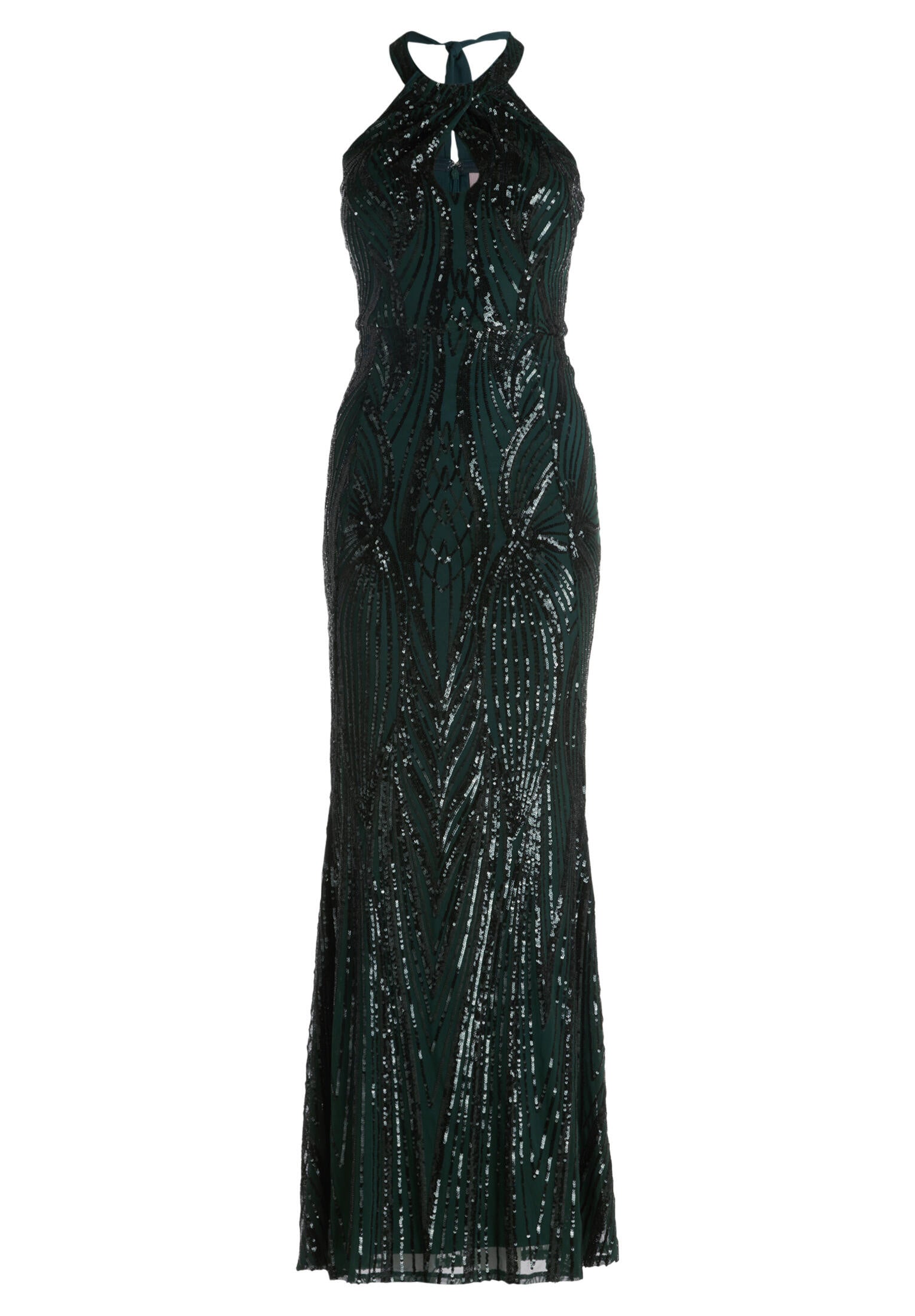 Abendkleid Maxi mit Pailletten - 9237-Dusty Slate - Grün