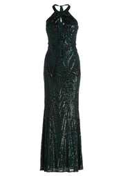 Abendkleid Maxi mit Pailletten - 9237-Dusty Slate - Grün