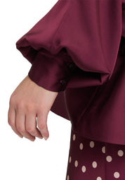 Satinbluse mit Hemdkragen - 4715-Deep Dahlia - Rot