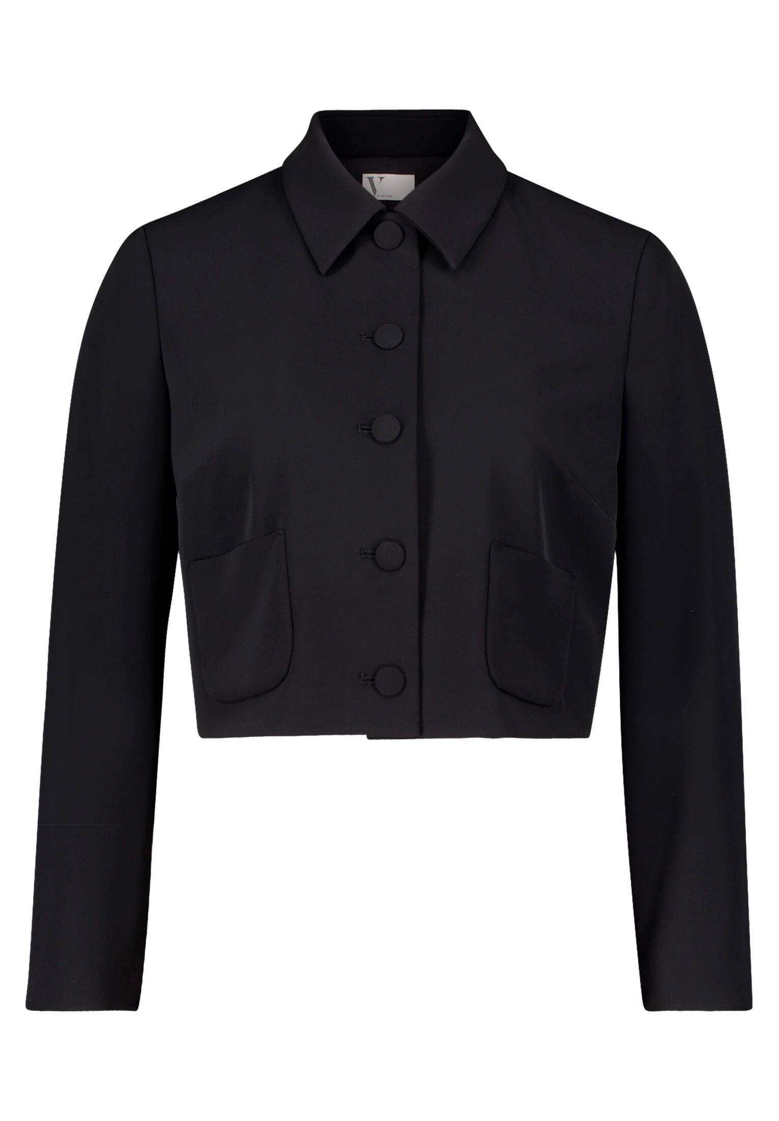 Blazer cropped mit aufliegendem Kragen - 9045-Black - Schwarz