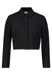 Blazer cropped mit aufliegendem Kragen - 9045-Black - Schwarz