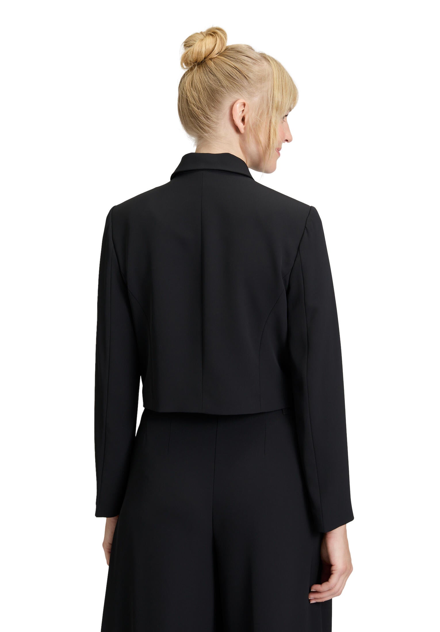 Blazer cropped mit aufliegendem Kragen - 9045-Black - Schwarz