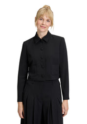 Blazer cropped mit aufliegendem Kragen - 9045-Black - Schwarz
