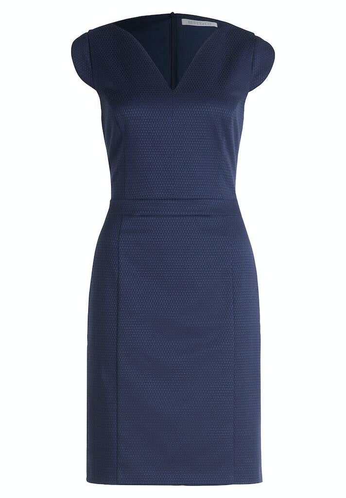 Etuikleid mit V-Ausschnitt - 8543-Navy Blue - Blau