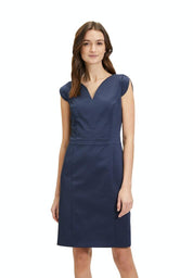 Etuikleid mit V-Ausschnitt - 8543-Navy Blue - Blau