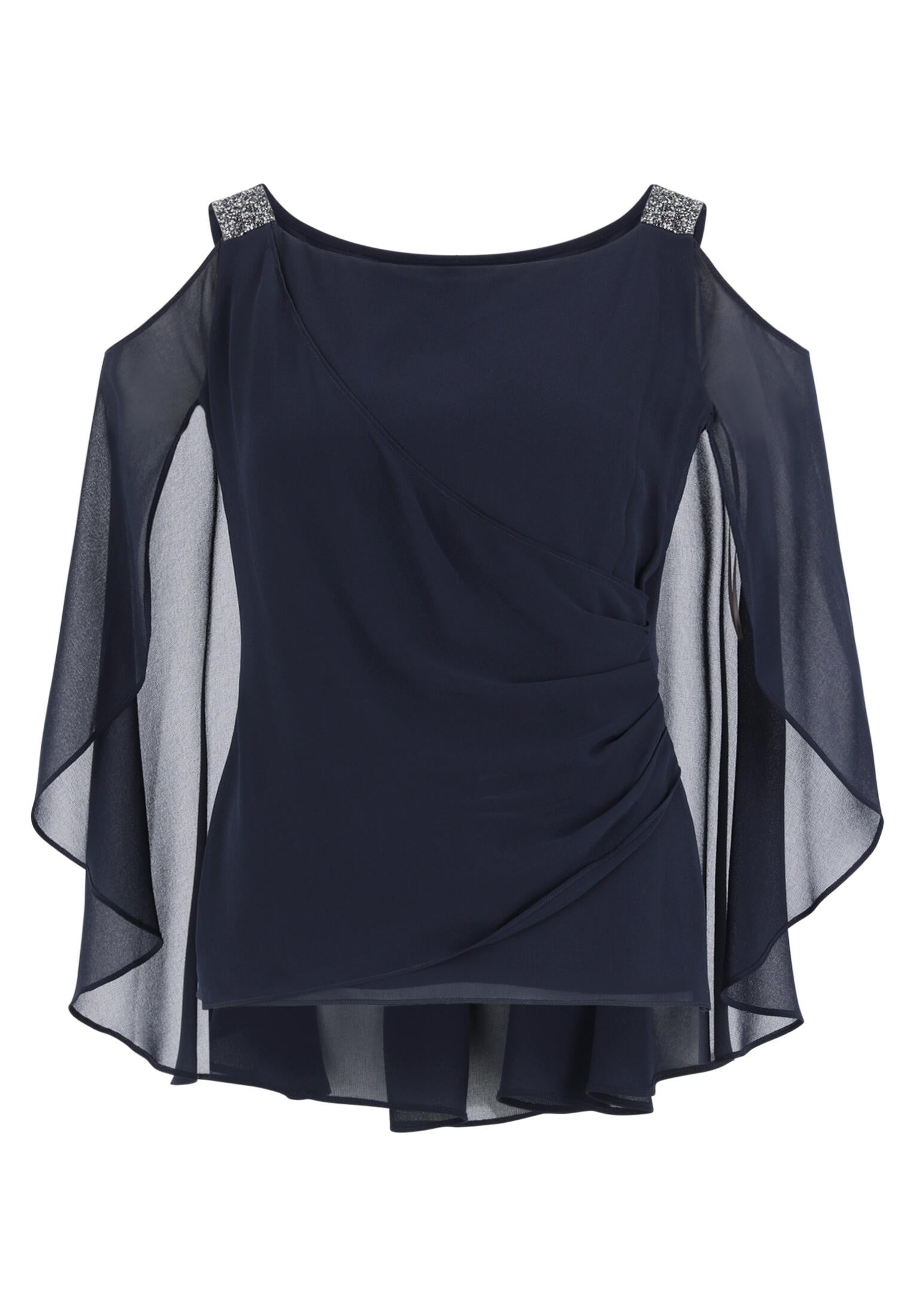 Ärmellose Chiffonbluse - 8541-Night Sky - Blau